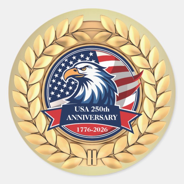 Adesivo 250th Anniversary USA Patriotic | 1776–2026 (Frente)
