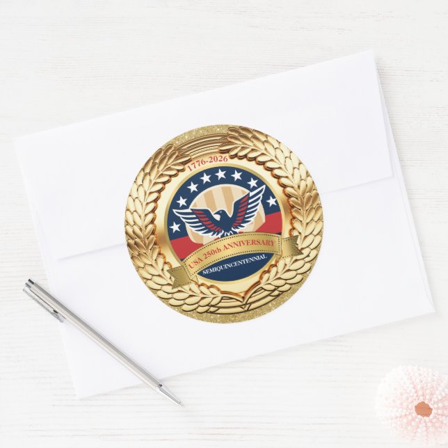 Adesivo 250th Anniversary USA Patriotic | 1776–2026 (Envelope)