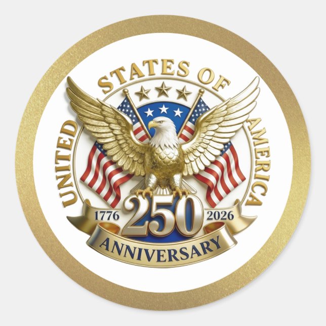 Adesivo 250th Anniversary USA Patriotic | 1776–2026 (Frente)