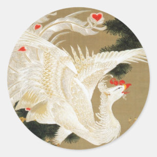 Adesivo 25. 老松白鳳図, pinheiro do 若冲 & Phoenix,