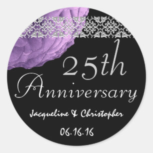 Adesivo 25 Aniversário PURPER SILVER BLACK Rosa Sticker