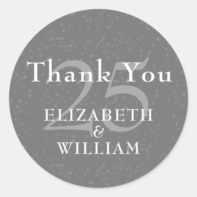 Adesivo 25 Aniversário Silver Stardust Obrigado (Frente)