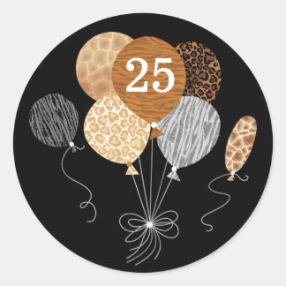 Adesivo 25 Birthday Animal Print Leopard Tiger Balloons