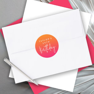 Adesivo 25 Birthday Bold Hot Pink e Orange Ombro