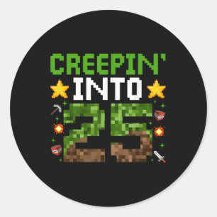 Adesivo 25 Birthday Gamer Pixel Creepin" Em 25 Vídeo G