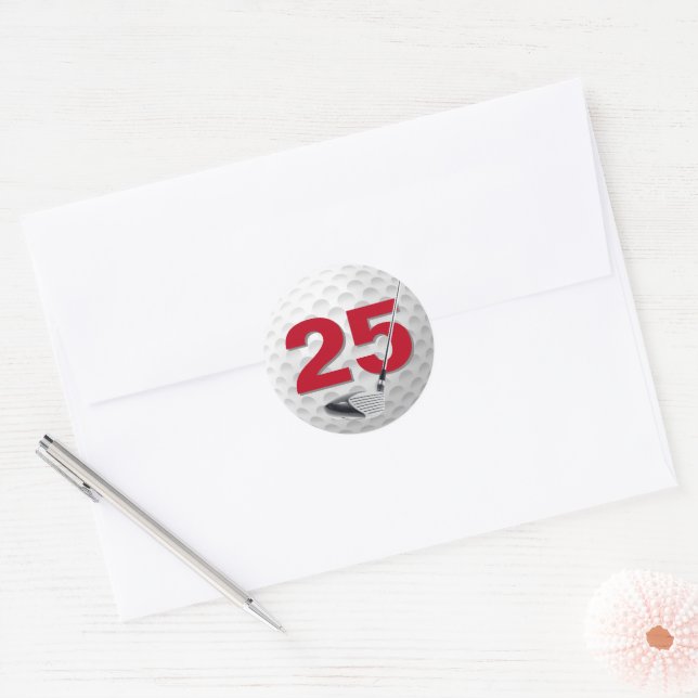 Adesivo 25 Birthday Golf Ball Design (Envelope)