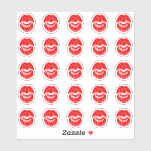 Adesivo 25 Bright Red Lipstick Kiss Mark Sticker