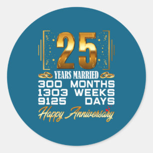 Adesivo 25 Casados Aniversário de 25 anos de Casamento