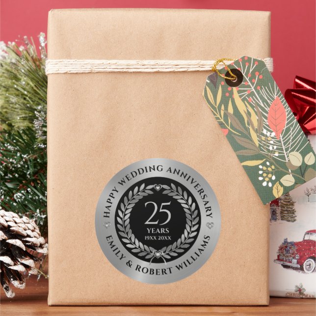 Adesivo 25 casamento, silv laurel Janto wreath (Feriado)