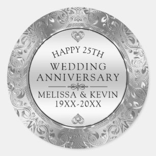 Adesivo 25 de aniversário de casamento Silver Floral Fram