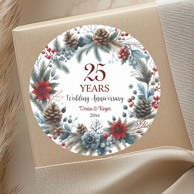 Adesivo 25 Silver Casamento Aniversário Elegante Inverno (Criador carregado)