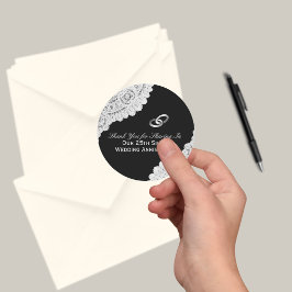 Adesivo 25 Silver Casamento Aniversário Obrigado