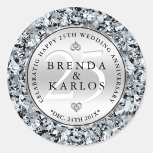 Adesivo 25a celebração do aniversário de casamento