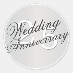 Adesivo 25o A prata do aniversário de casamento tonificou