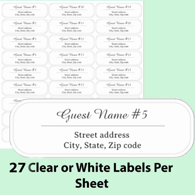 Adesivo 27 Custom Clear or White Wedding Guest Address  (Criador carregado)