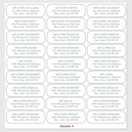 Adesivo 27 destinatários simples convidados de casamento e