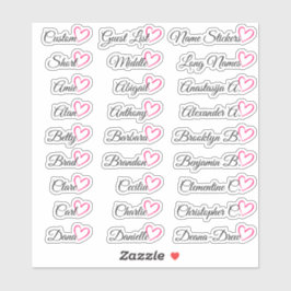 Adesivo 27 Nomes de Lista de Convidados Personalizados Cor