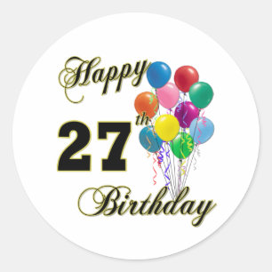Adesivo 27os presentes de aniversário felizes com balões