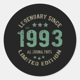 Adesivo 28 anos Idade do Dia 1993 Legenda desde o dia 28 d