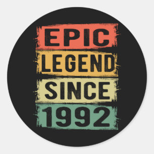 Adesivo 29 Anos De Idade Dia 1992 Legenda Epic 29. º Aniv