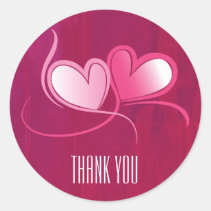 Adesivo 2 corações que dançam no obrigado do rosa de