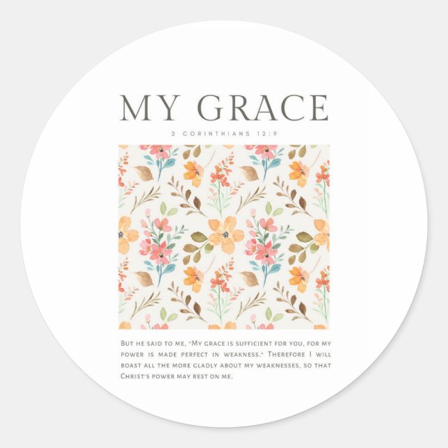 Adesivo 2 Corinthians 12:9 Minha graça é suficiente para v (Frente)