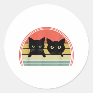 Adesivo 2 Gatos Pretos Purgando Vintage Retro Cat Animal L