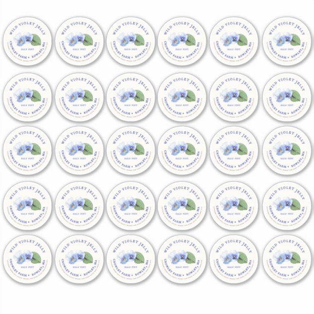 Adesivo 2" Mason Jar Lid Label Violet Jelly Vinyl (Frente)