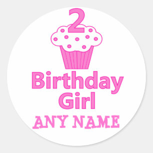 Adesivo 2 - Menina do aniversário - design do cupcake