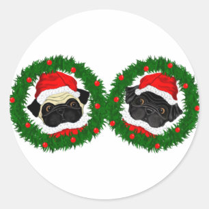 Adesivo 2 Pug Santa