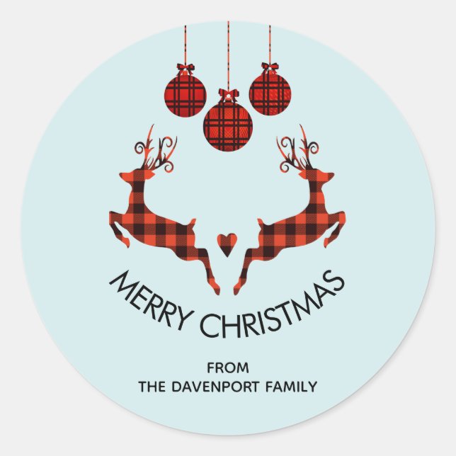 Adesivo 2 Reindeer de Natal Saltando Caçador Russo (Frente)