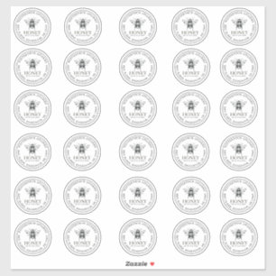 Adesivo 2" Seu Nome Aqui Abelha De Mel Branco Editável