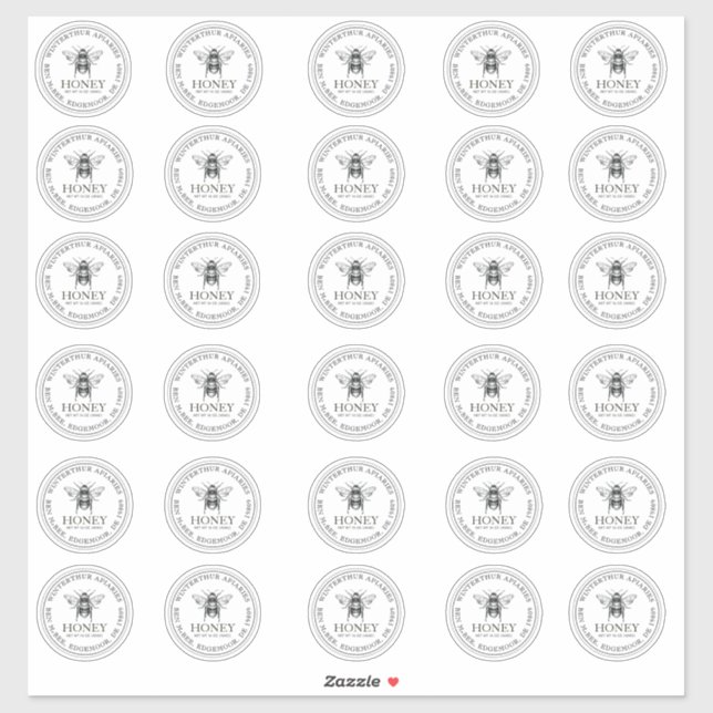 Adesivo 2" Seu Nome Aqui Abelha De Mel Branco Editável (Folha)