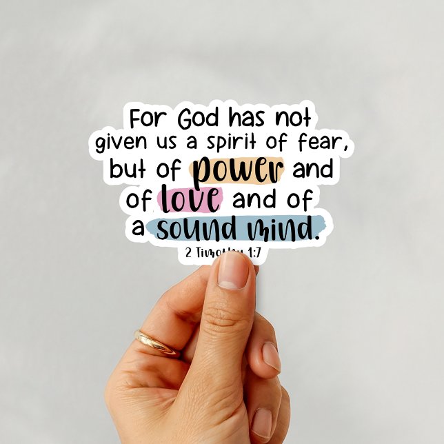 Adesivo 2 Timóteo 1:7 Poder, Amor, Mente Sã (Criador carregado)