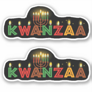 Adesivo 2 x Kwanzaa Sete Velas Beijo Cortado