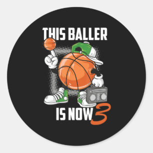Adesivo 3º Aniversário Jogador De Basquete Engraçado, 3 An