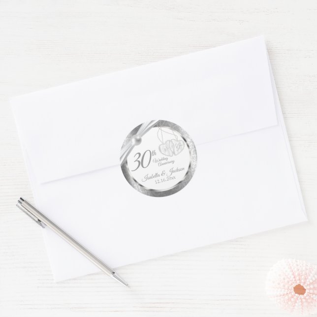 Adesivo 30º Aniversário de Casamento Pérola Joia (Envelope)