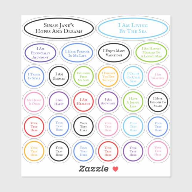 Adesivo 30 Afirmações De Esperanças E Sonhos Coloridos (Folha)