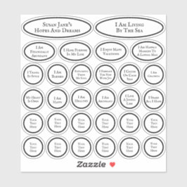 Adesivo 30 Afirmações Para Amor E Branca De Abundância