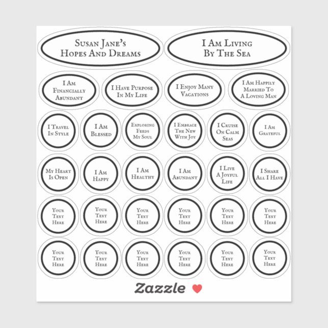 Adesivo 30 Afirmações Para Amor E Branca De Abundância (Folha)