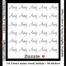 Adesivo 30 Custom Modern Short Name Word Initials Black