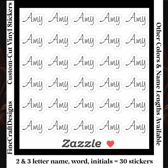 Adesivo 30 Custom Modern Short Name Word Initials Black (Criador carregado)