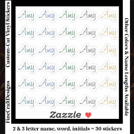 Adesivo 30 Custom Modern Short Name Word Initials Neutral 