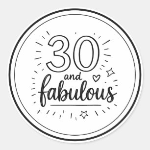 Adesivo 30 e Fabuloso Doodle Feliz 30º Aniversário