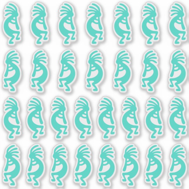 Adesivo 30 Formas de Kokopelli Turquoise Sudoeste (Frente)
