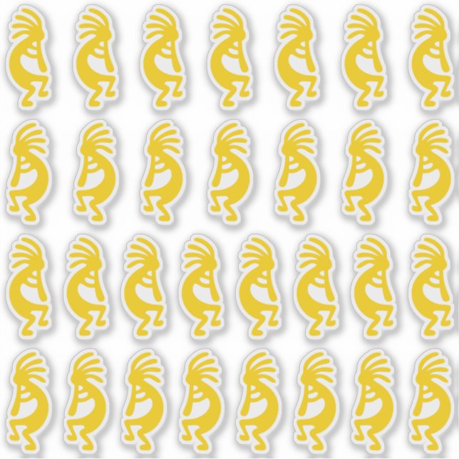 Adesivo 30 Formas Modernas de Kokopelli Dourado (Frente)