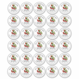 Adesivo 30 Framboesas Jelly 2" Mason Jar Lid Stickers