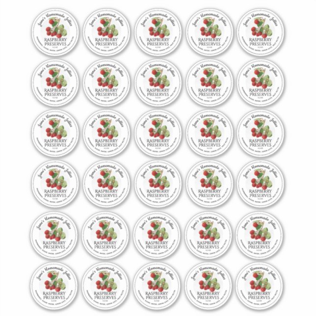 Adesivo 30 Framboesas Jelly 2" Mason Jar Lid Stickers (Frente)