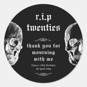 Adesivo 30 funerário RIP 20 anos 20 Funny Skull Aniversári