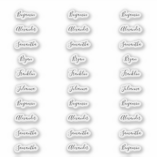 Adesivo 30 Nomes De Convidados Individuais Com Menos De 1  (Frente)